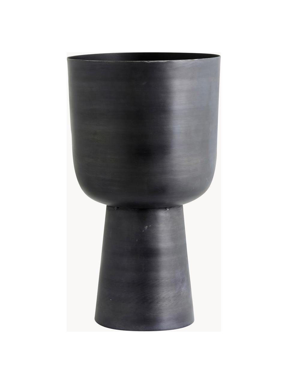 Macetero grande Galoa, Aluminio recubierto, Negro, Ø 31 x Al 55 cm