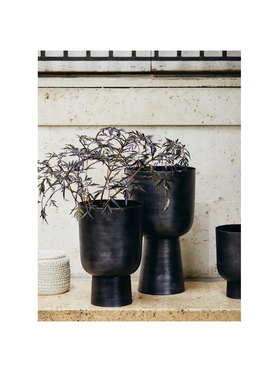 Grand cache-pot Galoa, Aluminium, enduit, Noir, Ø 31 x haut. 55 cm
