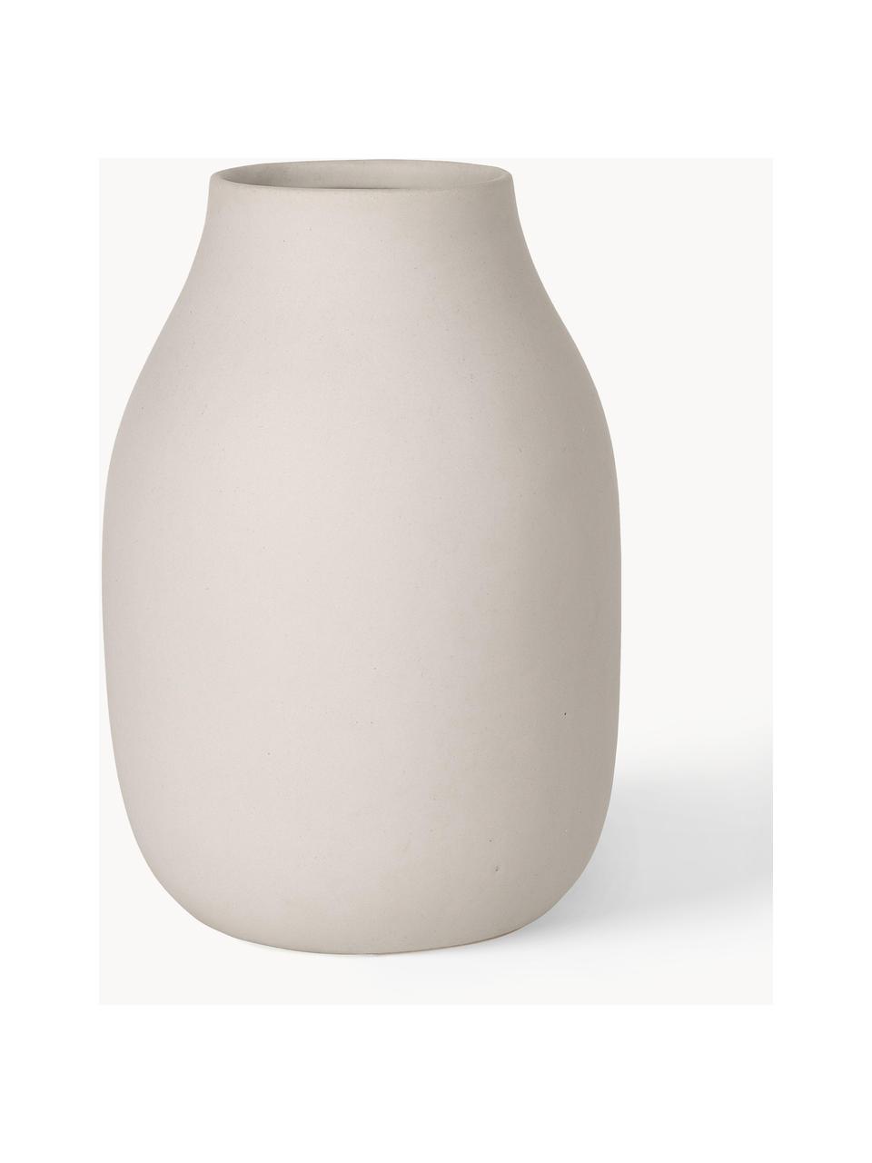 Handgefertigte Vase Colora, H 20 cm, Keramik, Hellbeige, Ø 14 x H 20 cm