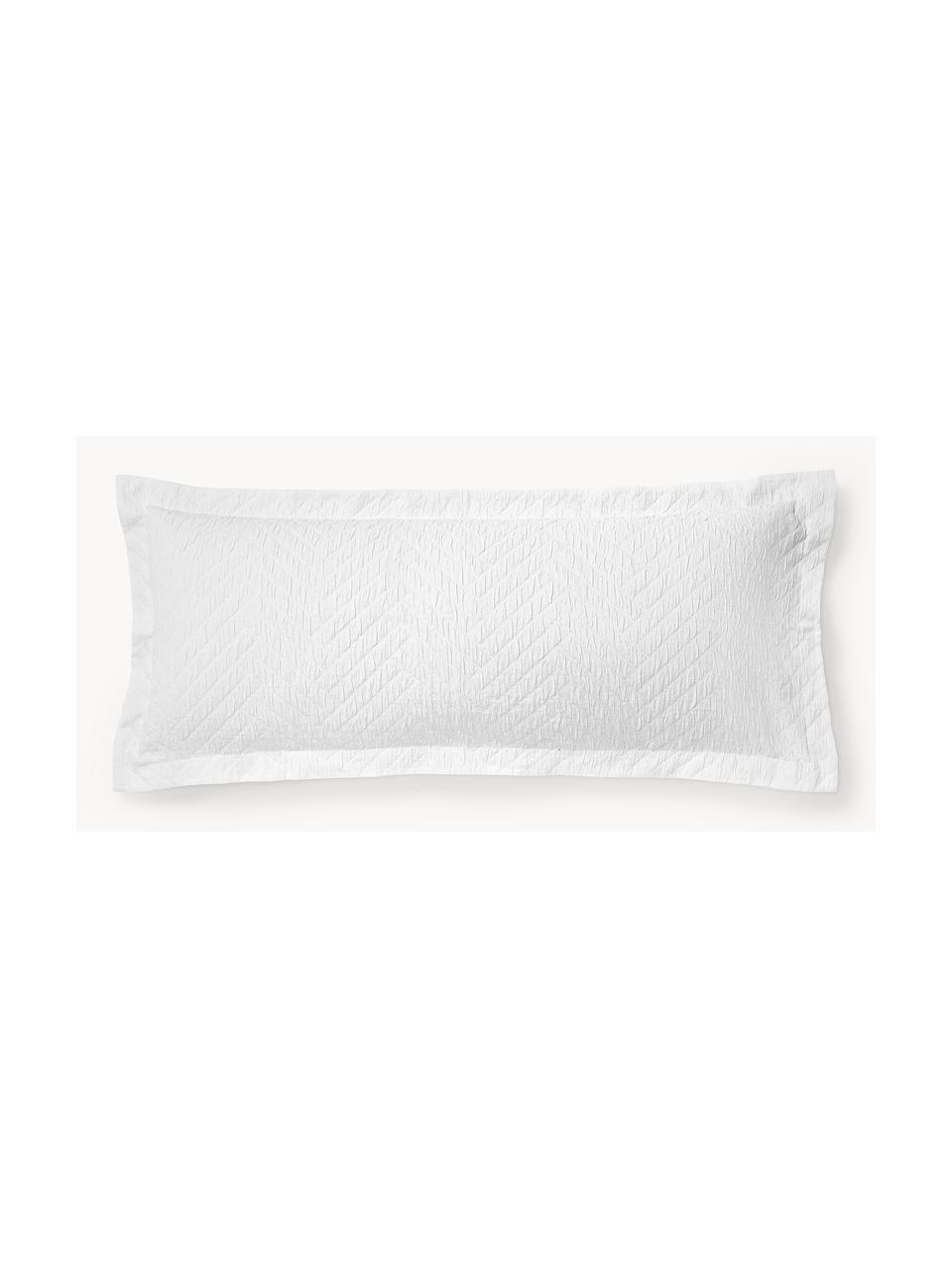 Funda de almohada de algodón texturizado con dobladillo Elinor, Parte trasera: Renforcé Densidad de hilo, Blanco, An 45 x L 110 cm