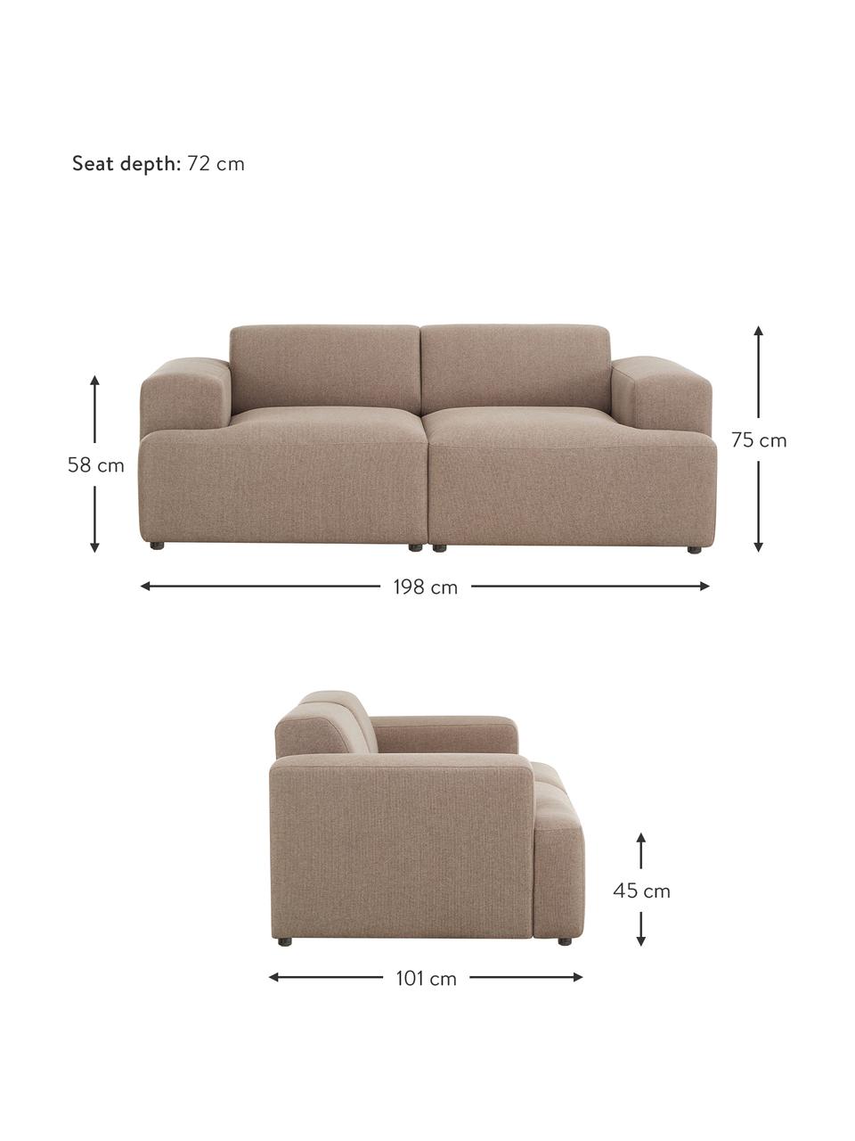 Sofa Melva (2-Sitzer), Bezug: 100% Polyester Der hochwe, Gestell: Massives Kiefernholz, FSC, Füße: Kunststoff, Webstoff Braun, B 198 x T 101 cm