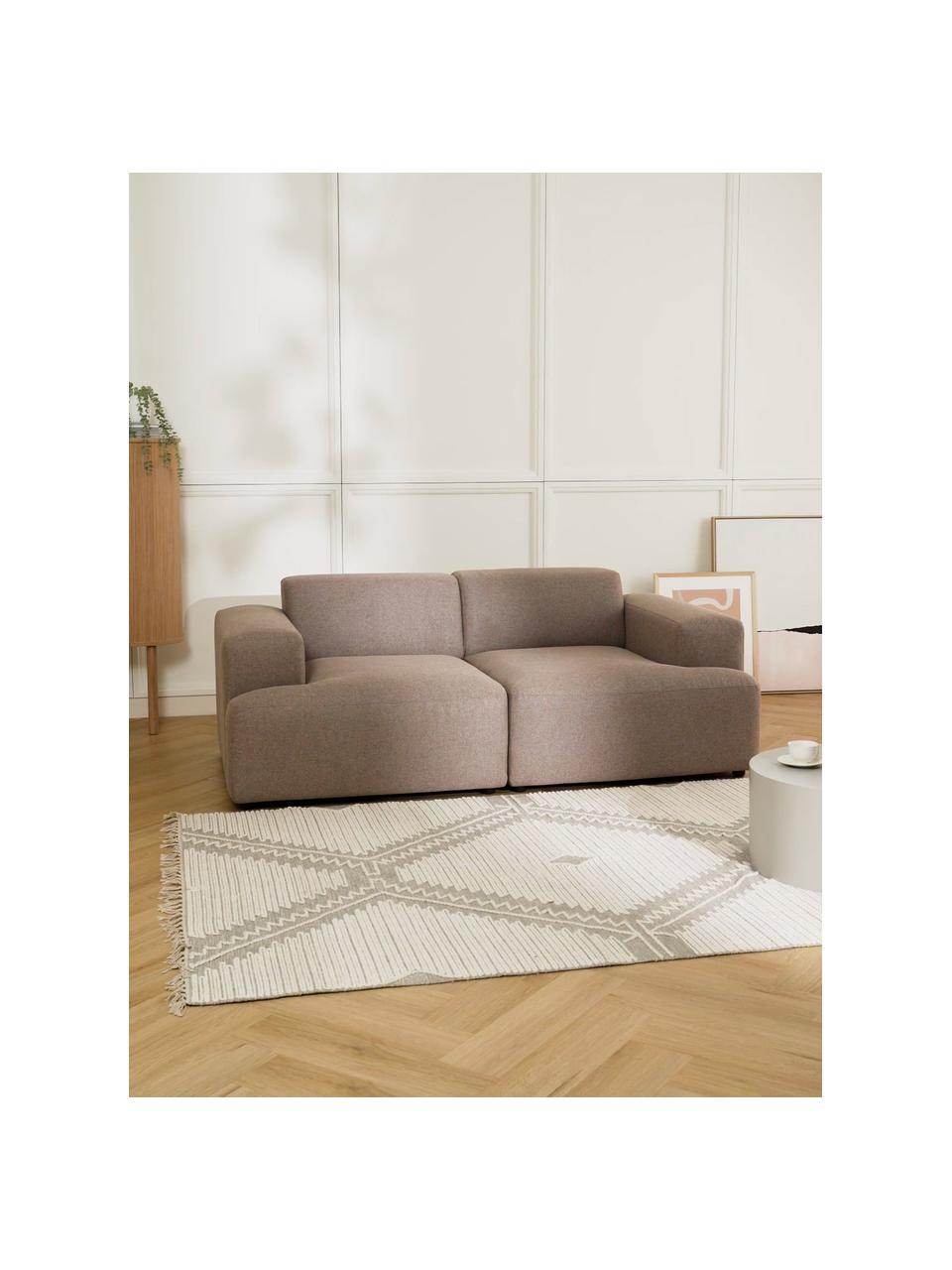 Divano 2 posti Melva, Rivestimento: 100% poliestre Con 55.000, Struttura: legno di pino massiccio, , Piedini: plastica, Tessuto marrone, Larg. 198 x Prof. 101 cm