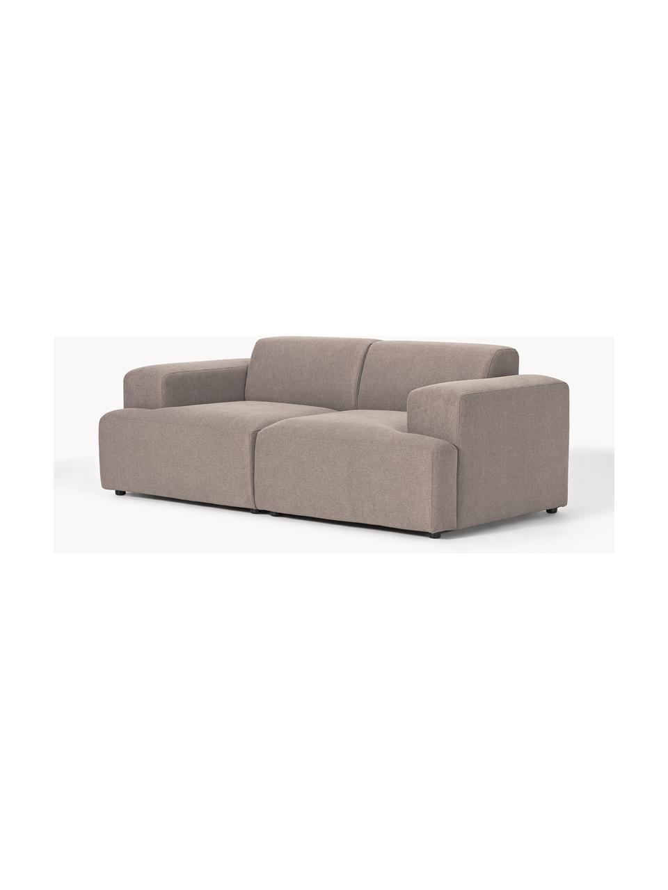 Bank Melva (2-zits), Bekleding: 100% polyester De slijtva, Frame: massief grenenhout, FSC-g, Poten: kunststof, Geweven stof taupe, B 198 x H 101 cm