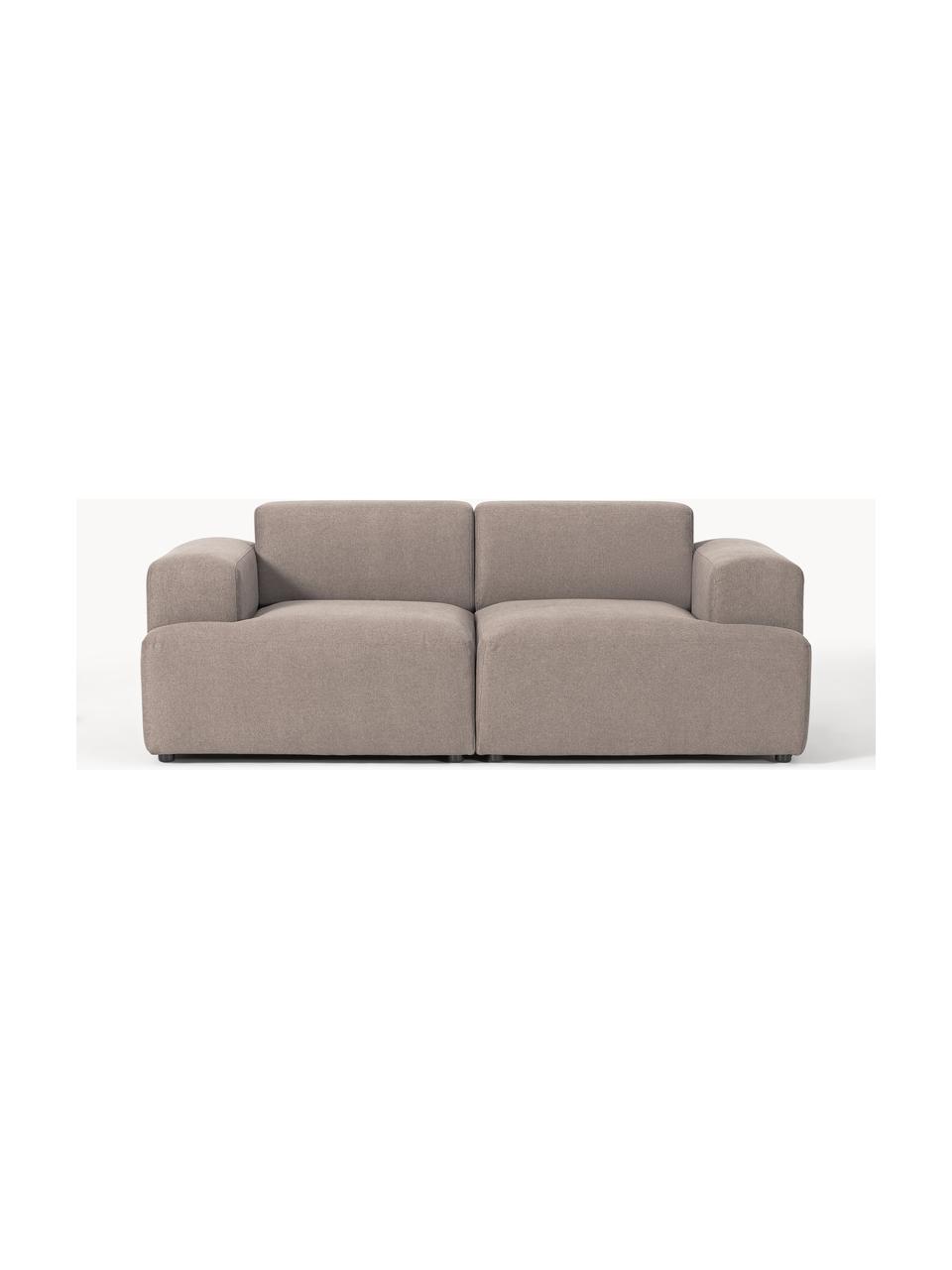 Bank Melva (2-zits), Bekleding: 100% polyester De slijtva, Frame: massief grenenhout, FSC-g, Poten: kunststof, Geweven stof taupe, B 198 x H 101 cm