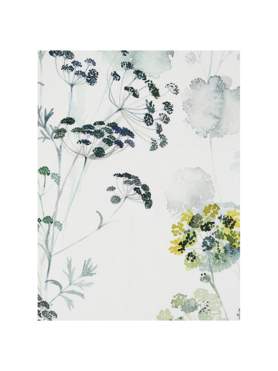 Tafelkleed Herbier met aquarel print, Katoen, Wit, groentinten, 4-6 personen (B 160 x L 160 cm)