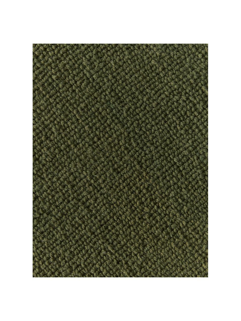 Tapis rond en coton tissé main Lora, Vert olive, Ø 120 cm (taille S)