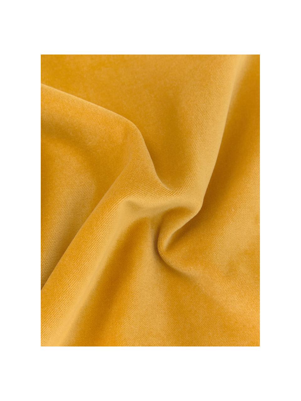 Einfarbige Samt-Kissenhülle Dana, 100% Baumwollsamt, Ockergelb, B 50 x L 50 cm
