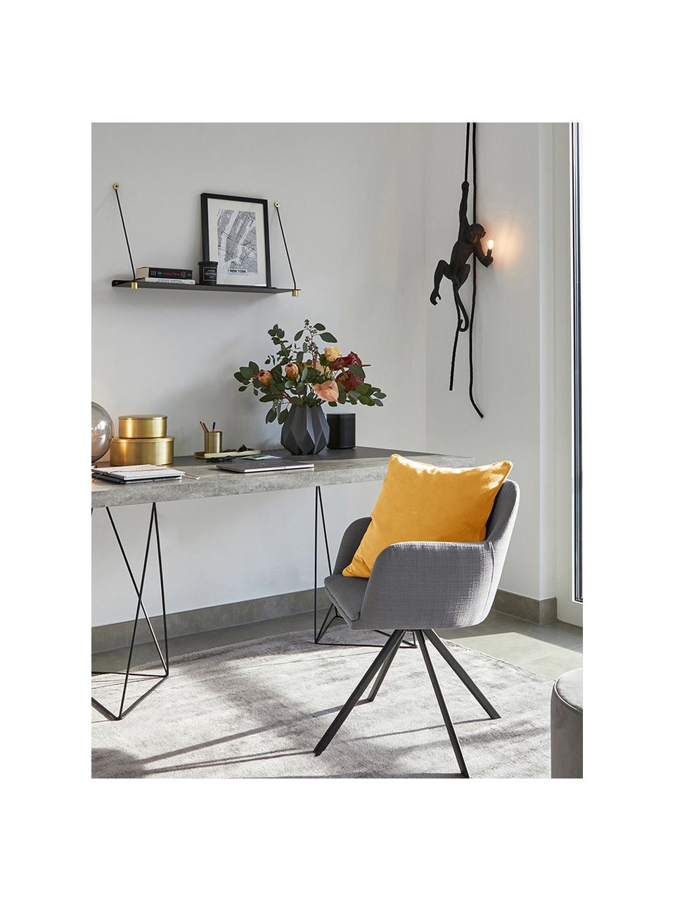 Einfarbige Samt-Kissenhülle Dana, 100% Baumwollsamt, Ockergelb, B 50 x L 50 cm