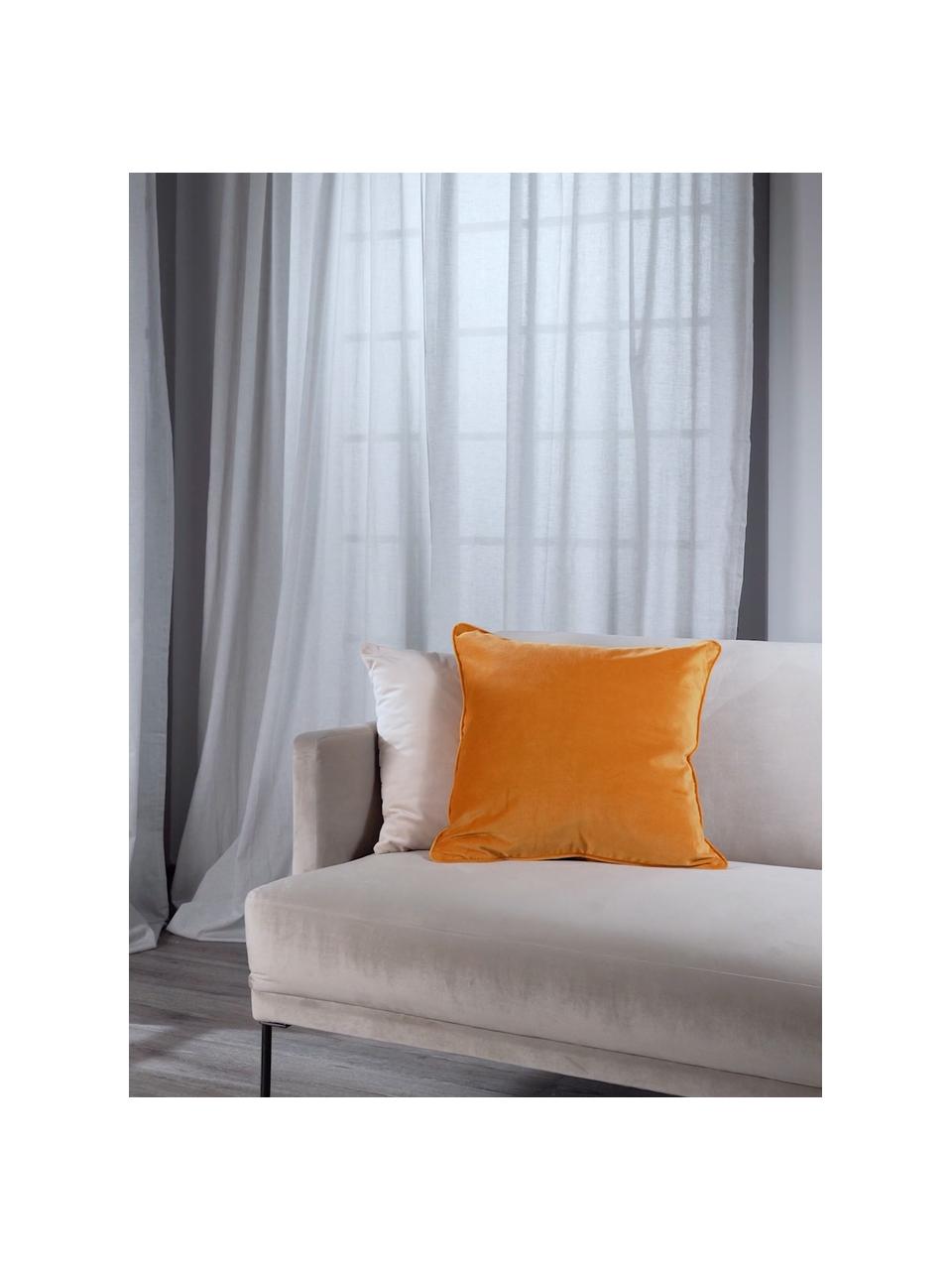 Housse de coussin en velours Dana, 100 % velours de coton, Ocre, larg. 50 x long. 50