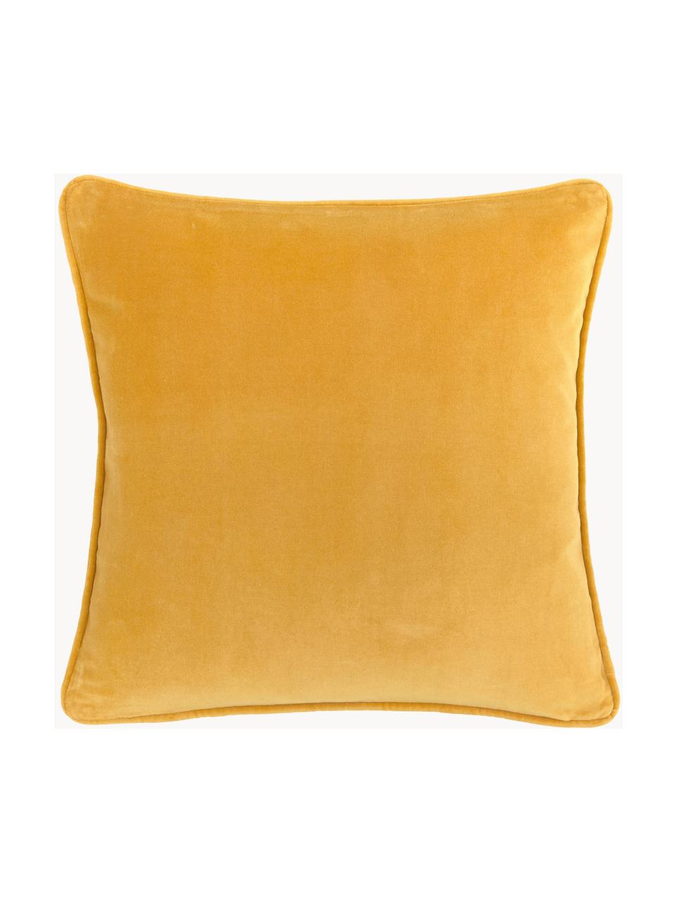 Housse de coussin en velours Dana, 100 % velours de coton, Ocre, larg. 50 x long. 50