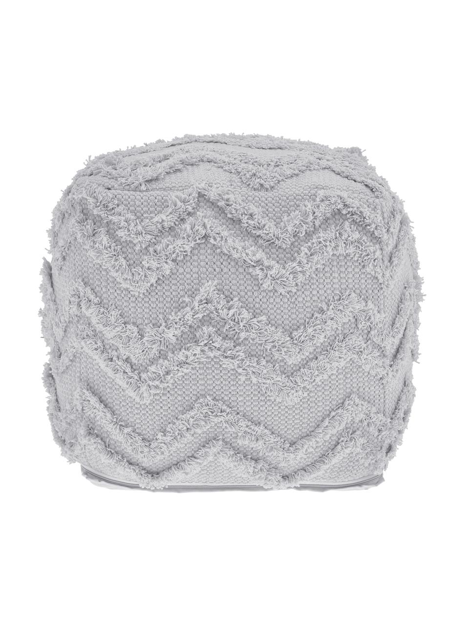 Pouf grande boho taftato a mano grigio Akesha, Rivestimento: cotone, Grigio, Larg. 50 x Alt. 50 cm