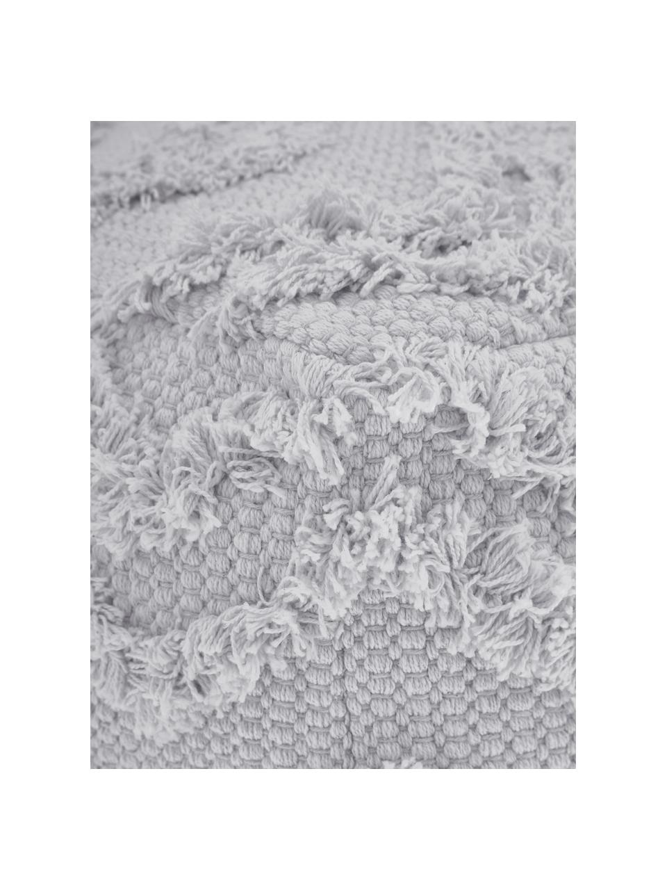 Großer, handgetufteter Boho-Pouf Akesha in Grau, Bezug: Baumwolle, Grau, B 50 x H 50 cm