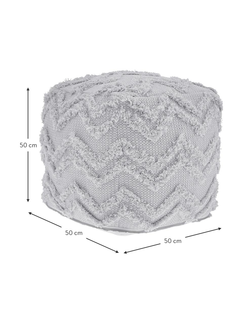 Großer, handgetufteter Boho-Pouf Akesha in Grau, Bezug: Baumwolle, Grau, B 50 x H 50 cm