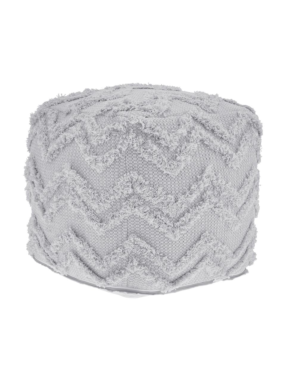 Pouf bohème gris tufté main Akesha, Gris, larg. 50 x haut. 50 cm