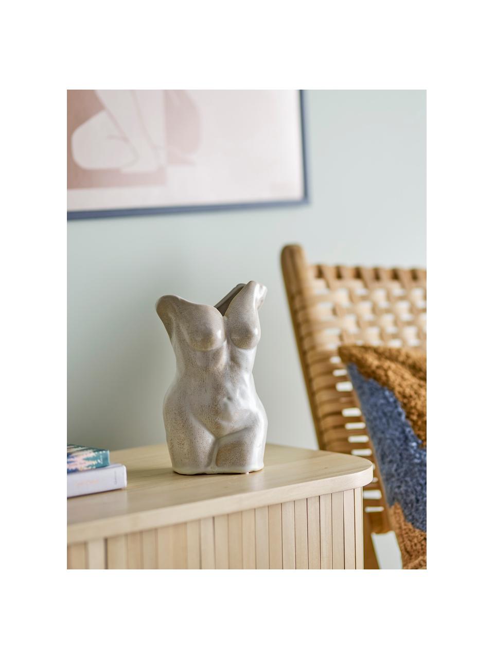 Vase design Athena, Grès cérame, Beige clair, Ø 14 x haut. 23 cm