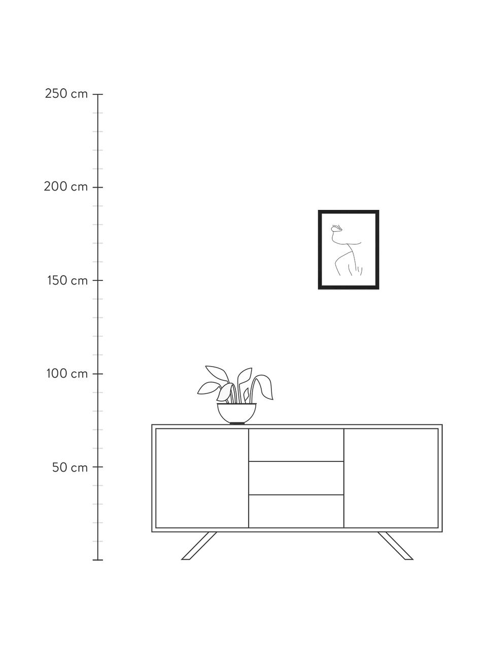 Gerahmter Digitaldruck Holli, Bild: Digitaldruck auf Papier, , Rahmen: Buchenholz, lackiert, Front: Plexiglas, Schwarz, Weiß, B 33 x H 43 cm