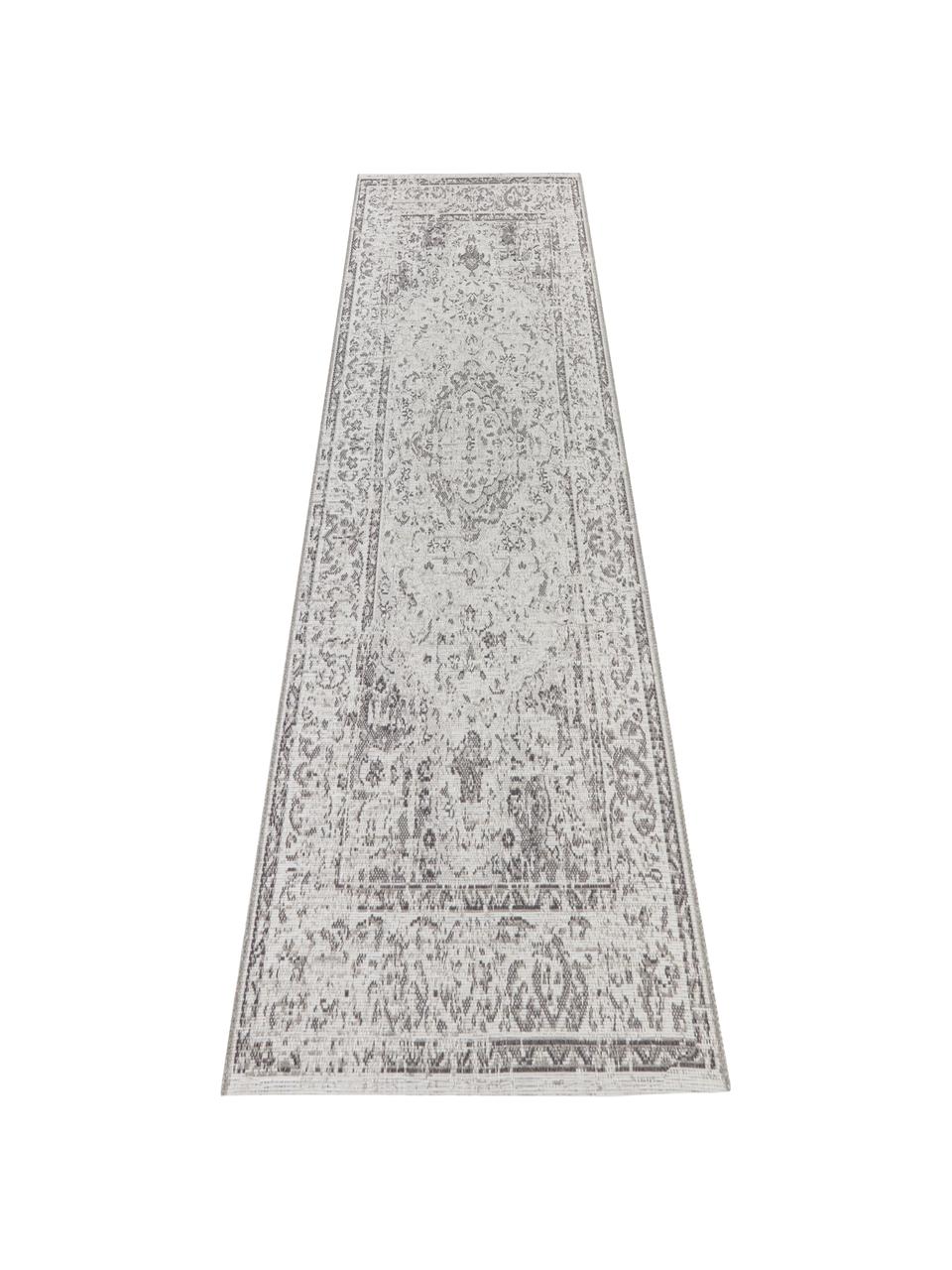 Alfombra corredor de interior/exterior Cenon, estilo vintage, 100% polipropileno, Crema, gris, An 80 x L 200 cm