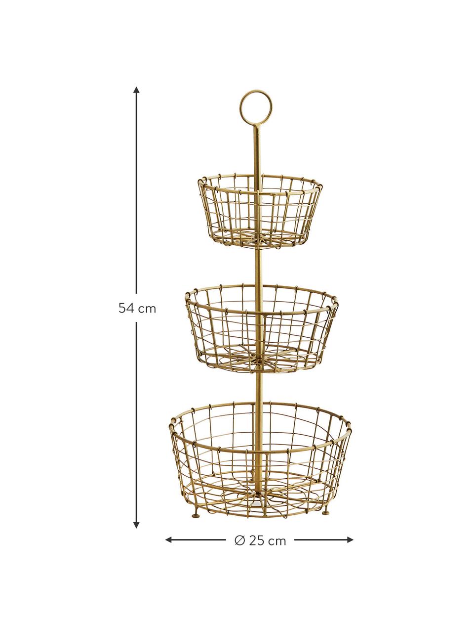 Etagere Nola in Messingfarben mit Antik-Finish, Metall, beschichtet, Messingfarben mit Antik-Finish, Ø 25 x H 54 cm