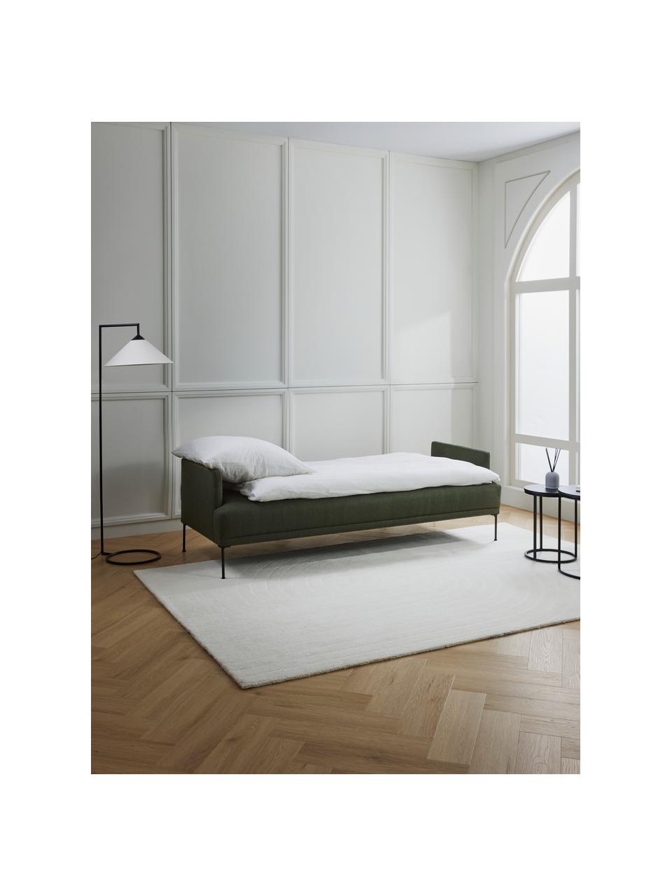 Slaapbank Fluente (3-zits), Bekleding: 80% polyester, 20% ramie , Frame: massief grenenhout, FSC-g, Poten: gepoedercoat metaal, Geweven stof donkergroen, B 220 x H 86 cm
