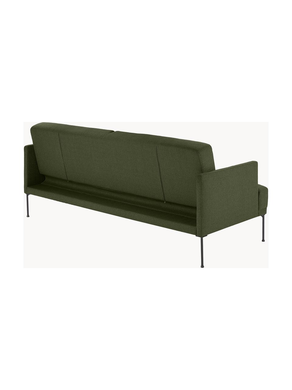 Schlafsofa Fluente (3-Sitzer), Bezug: 80 % Polyester, 20 % Rami, Gestell: Massives Kiefernholz, FSC, Webstoff Dunkelgrün, B 220 x T 88 cm