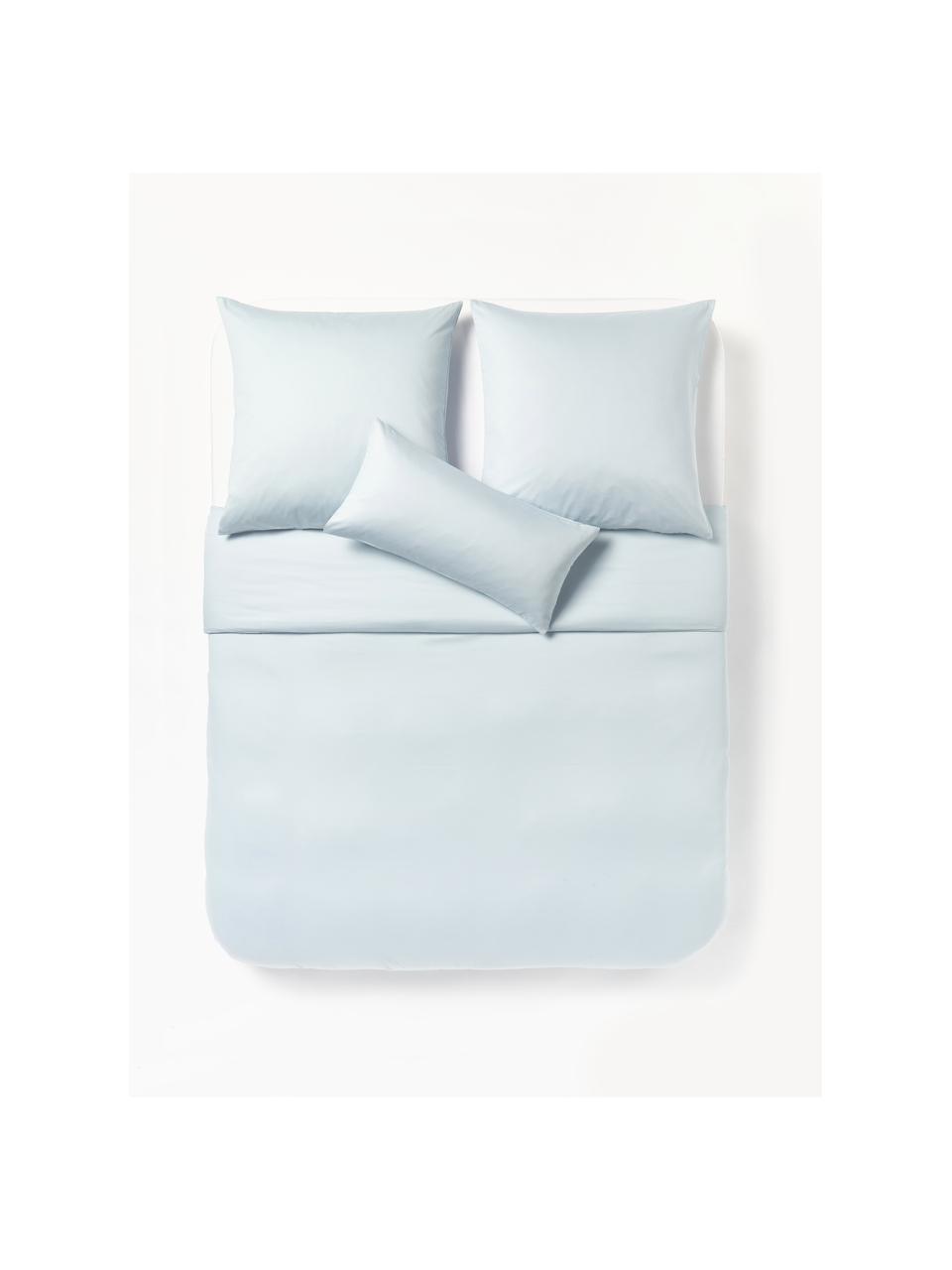 Funda nórdica de satén Comfort, Azul claro, Cama 90 cm (155 x 220 cm)