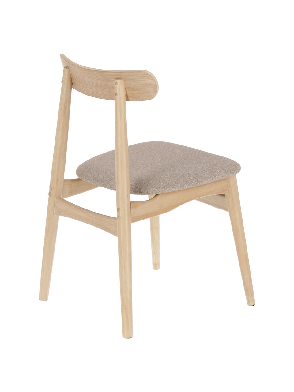 Chaise en bois avec assise rembourrée Nayme, Brun, beige