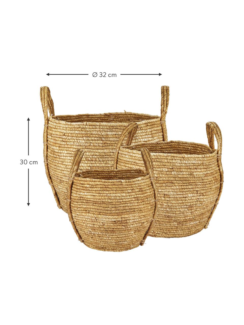 Opbergmandenset Zee, 3-delig, Natuurlijke vezels, Lichtbruin, Set met verschillende formaten