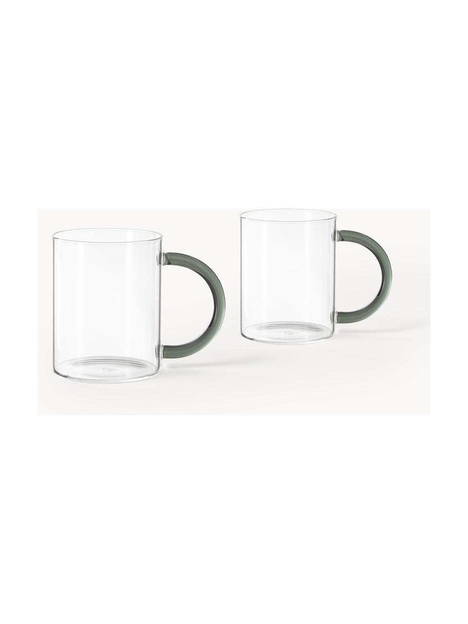 Mundgeblasene Tassen Still, 2 Stück, Glas, Transparent, Schwarz, B 12 x H 10 cm, 340 ml