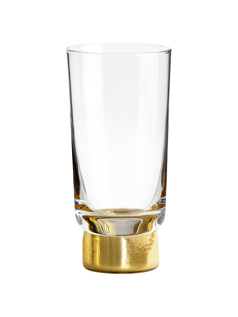 Barglazen Club met goudkleurige voetstuk, 2 stuks, Mondgeblazen glas, Transparant, goudkleurig, Ø 7 x H 16 cm