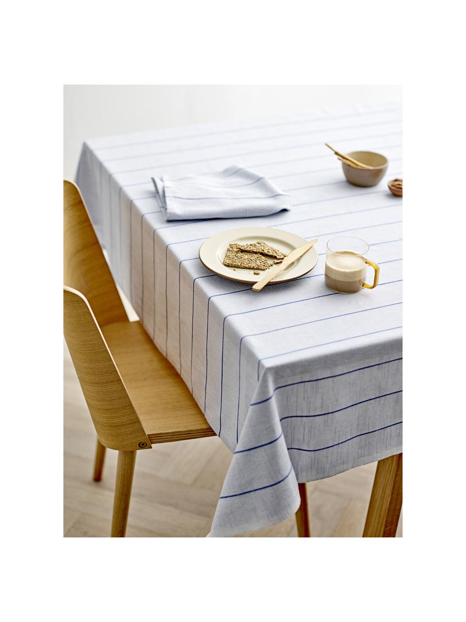 Nappe en coton Line, tailles variées, 100 % coton, Bleu ciel et bleu foncé, 6-8 personnes (long. 270 x larg. 140 cm)