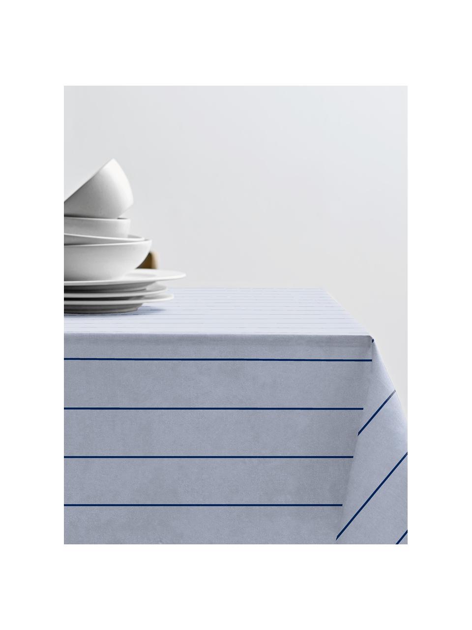 Nappe en coton Line, tailles variées, 100 % coton, Bleu ciel et bleu foncé, 6-8 personnes (long. 270 x larg. 140 cm)