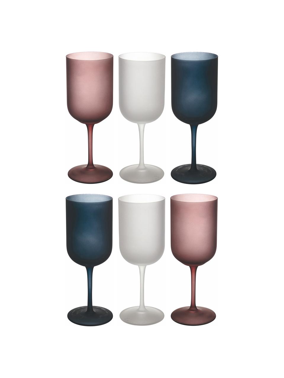 Set de copas de vino Oslo, 6 uds., Vidrio, Blanco, negro, rosa, Ø 8 x Al 21 cm