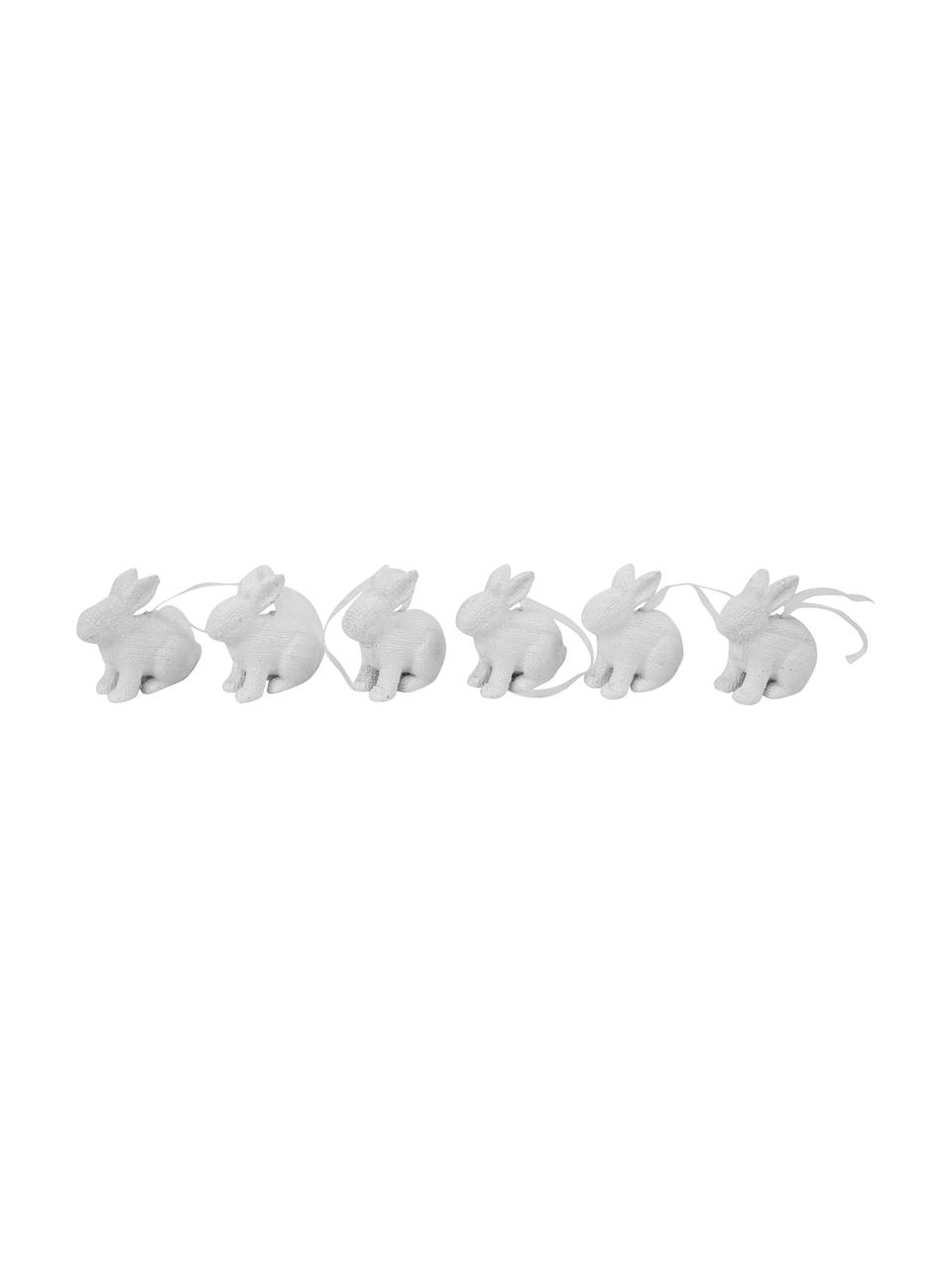 Mini lapins de Pâques Pailletti, 6 pièces, Résine, Blanc, larg. 5 x haut. 6 cm