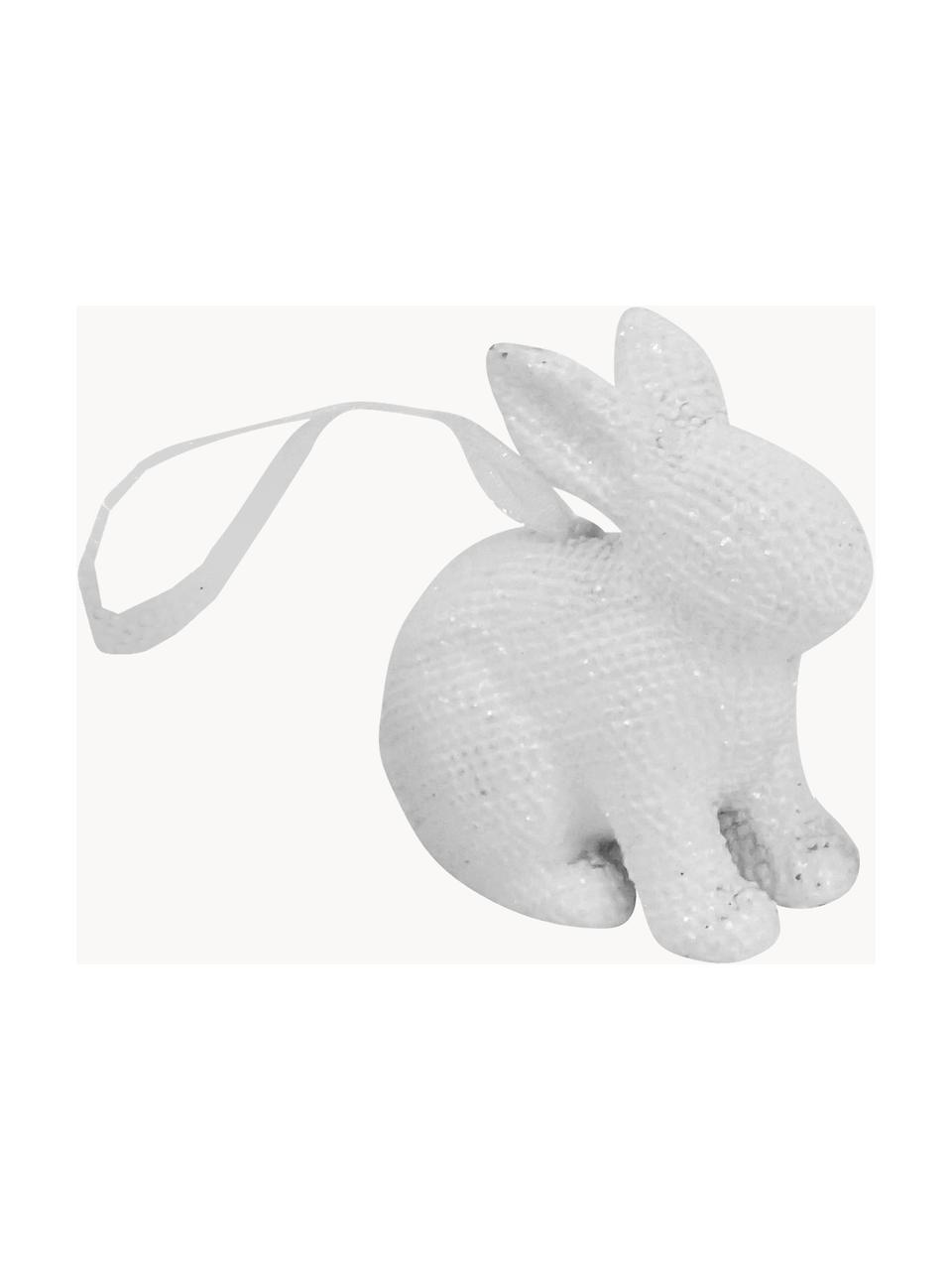 Figuras decorativas mini conejos Pailletti, 6 uds., Resina, Blanco brillante, An 5 x Al 6 cm