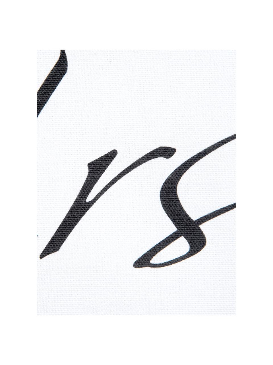 Kissenhüllen Mr&Mrs mit Schriftzug, 2er-Set, Webart: Panama, Weiss, Schwarz, 40 x 40 cm