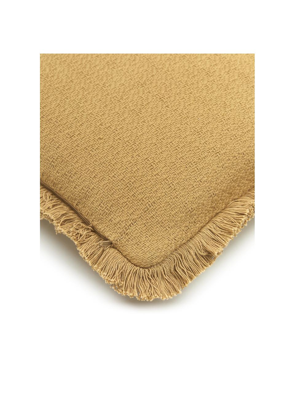 Poszewka na poduszkę z frędzlami Lorel, 100% bawełna, Żółty, S 60 x D 60 cm