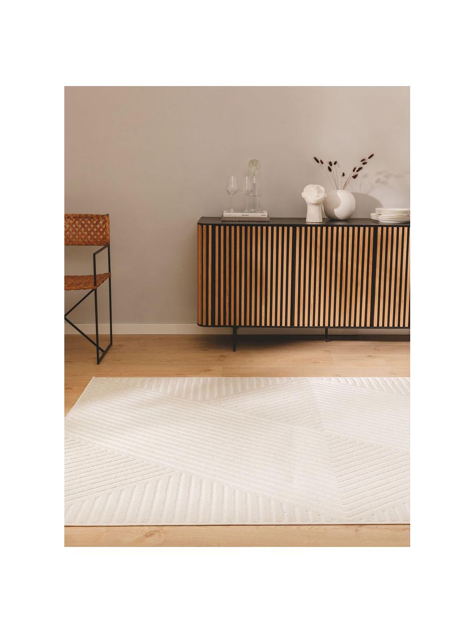 In- & outdoor vloerkleed Mars met hoog-laag effect, 100% polypropyleen, Beige, crèmewit, B 120 x L 170 cm (maat S)