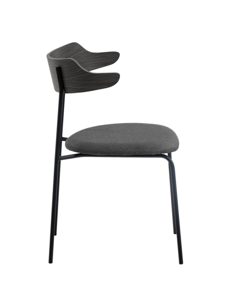 Čalouněná židle s dřevěným opěradlem Olympia , 2 ks, Černá