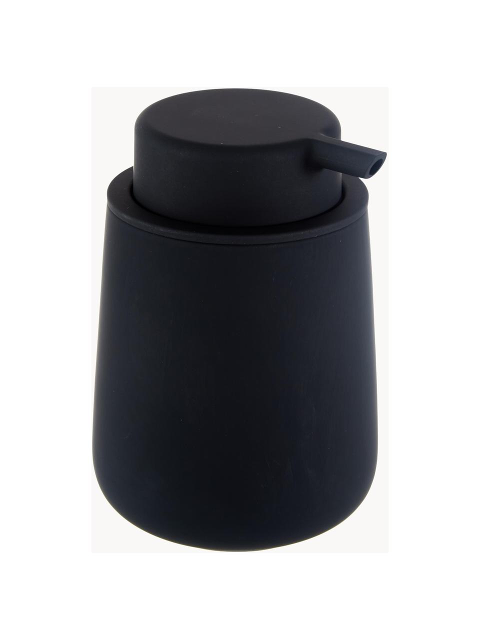 Distributeur de savon en porcelaine Push, Noir, Ø 8 x haut. 12 cm