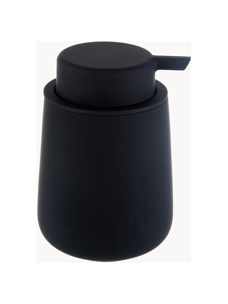 Dosificador de jabón de porcelana Nova One, Recipiente: porcelana, Dosificador: plástico, Negro, Ø 8 x Al 12 cm