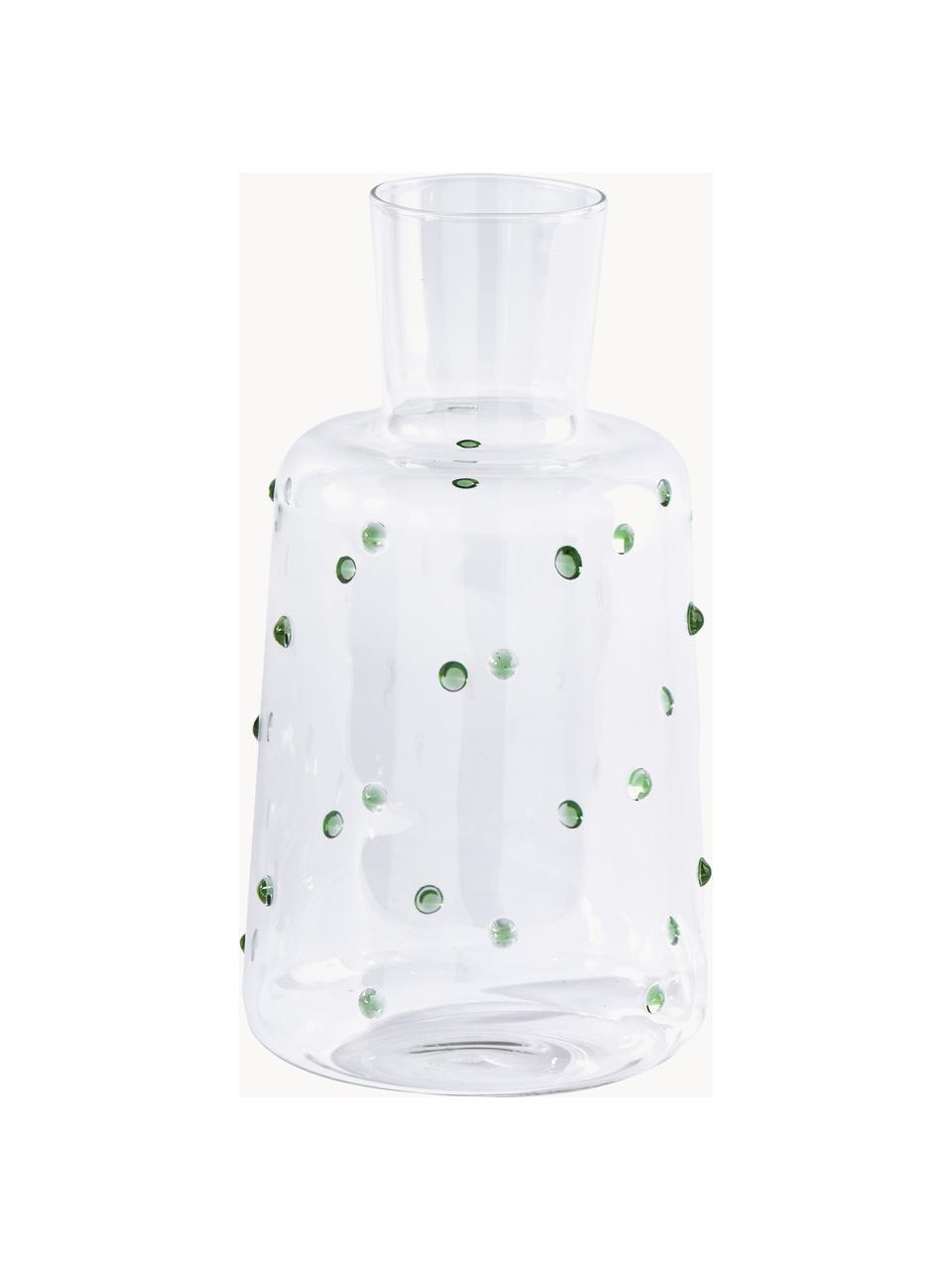 Mondgeblazen karaf Nob van borosilicaatglas, 2 L, Borosilicaatglas, mondgeblazen, Transparant, groen, 2 l