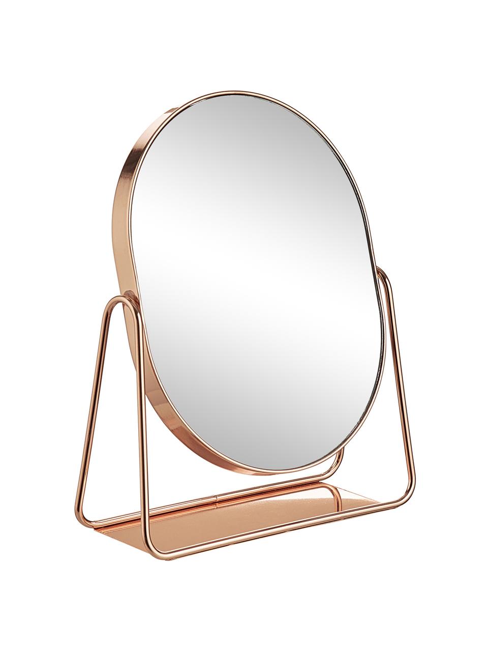 Oválné kosmetické zrcadlo s kovovým rámem Gloria, Růžově zlatá, Š 16 cm, V 22 cm