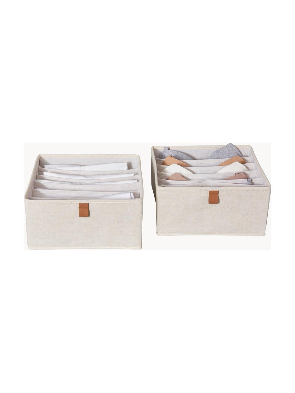 Boîtes de rangement Premium, 2 pièces, Beige clair, brun, larg. 30 x prof. 30 cm