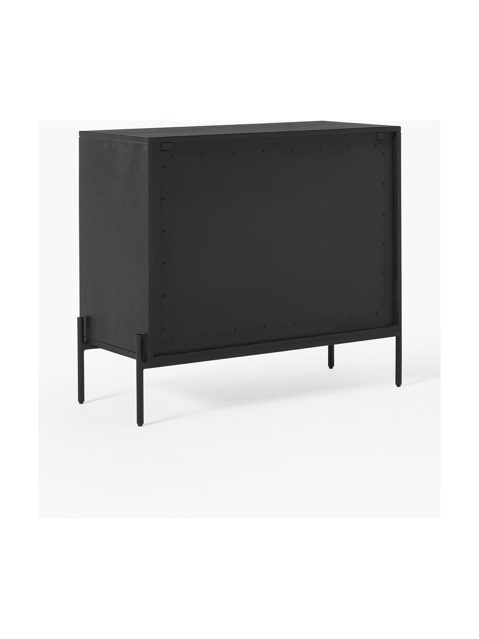 Credenza con intreccio viennese Vienna, Piedini: metallo verniciato a polv, Legno di mango laccato, Larg. 90 x Alt. 77 cm