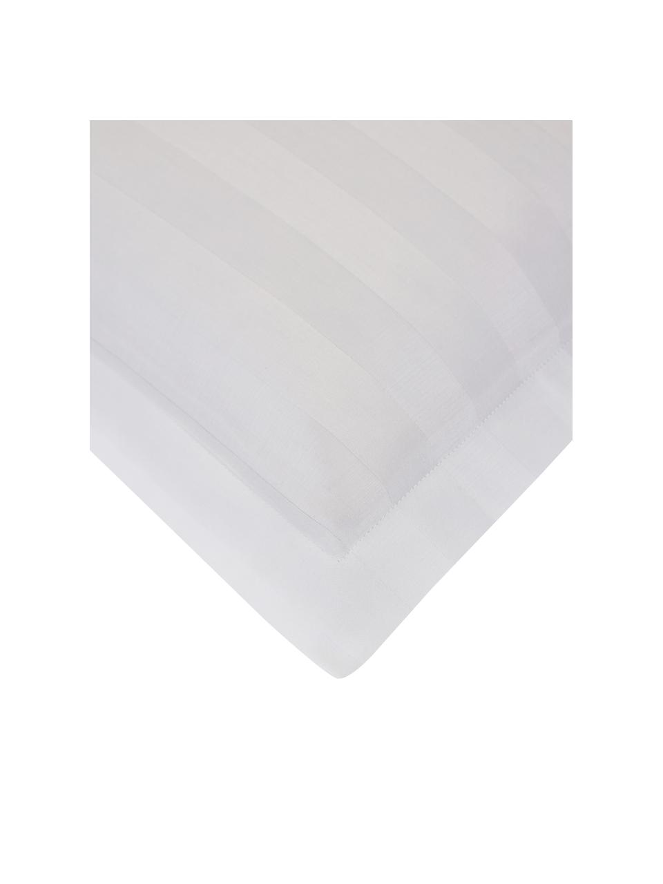 Pruhované povlečení z bavlněného saténu Willa, Bílá, 200 x 200 cm + 2 polštáře 80 x 80 cm