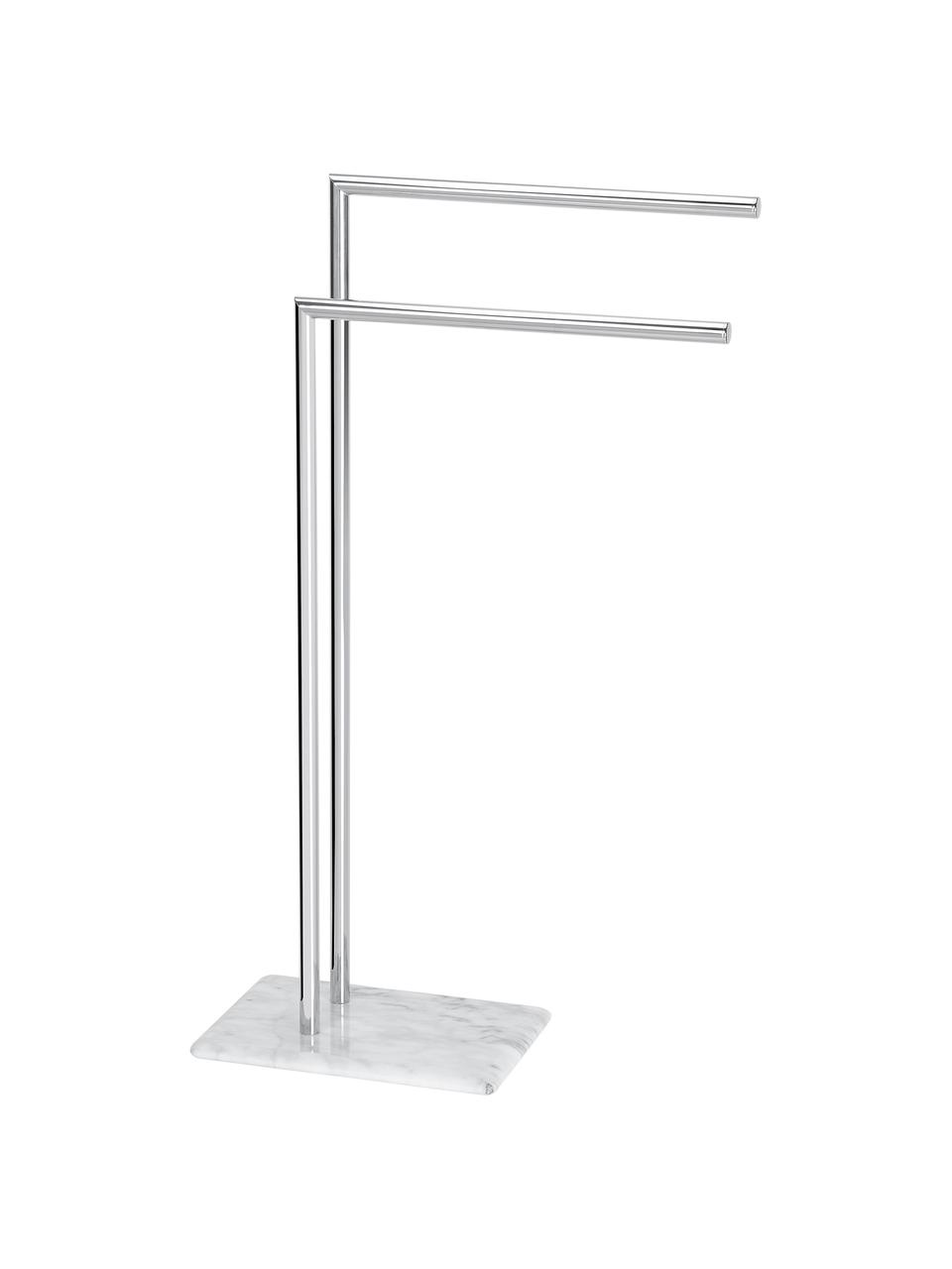 Portasciugamani Alperton, Asta: metallo, Cromato, bianco, marmorizzato, Larg. 30 x Alt. 83 cm