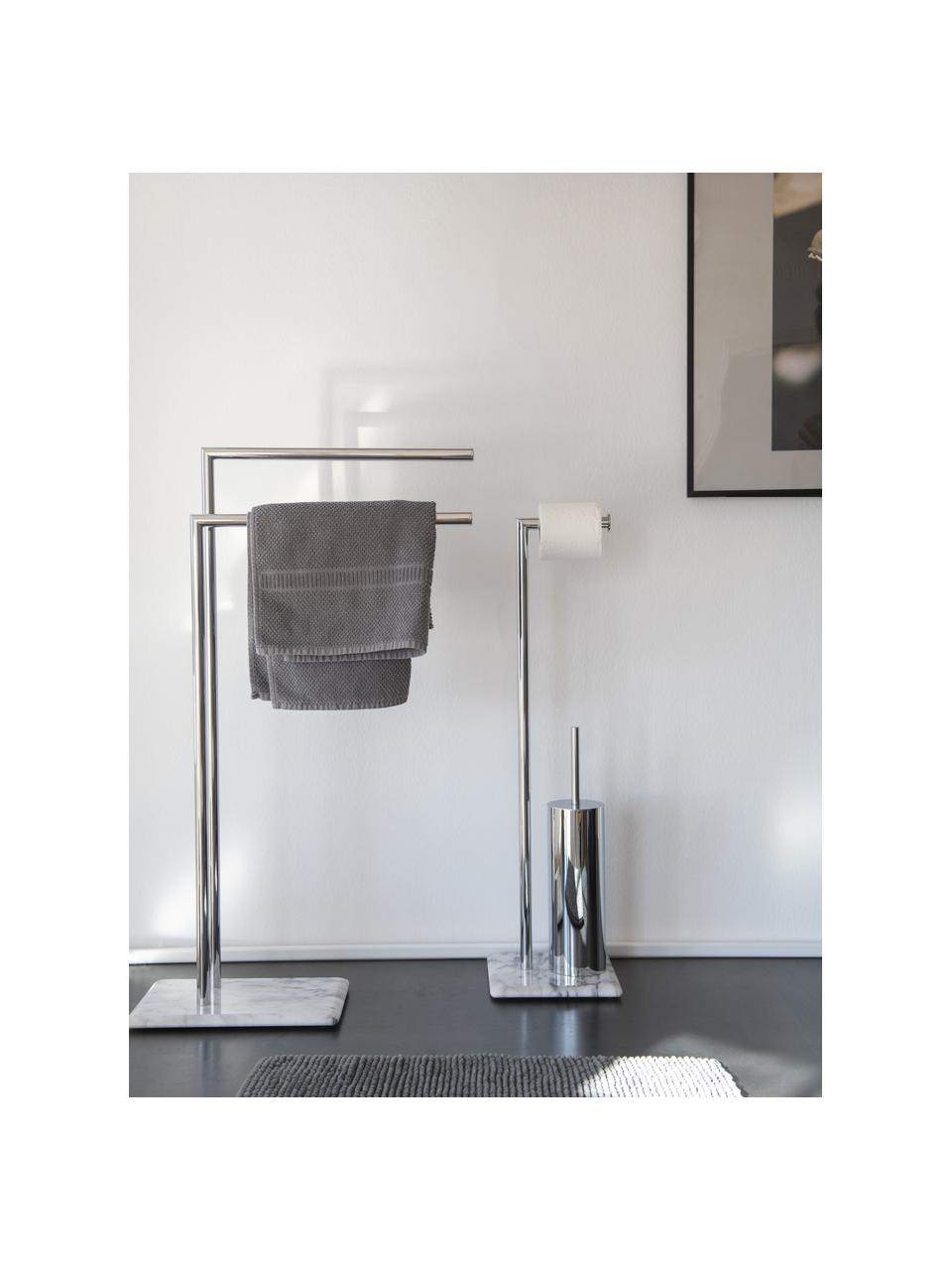 Portasciugamani Alperton, Asta: metallo, Cromato, bianco, marmorizzato, Larg. 30 x Alt. 83 cm