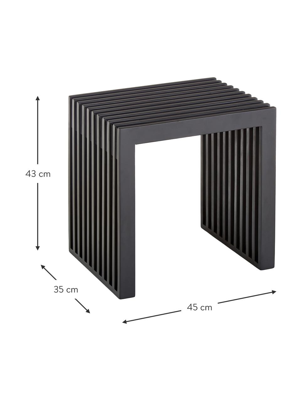 Stołek z drewna mahoniowego Rib, Drewno mahoniowe, lakierowane, Czarny, S 45 x W 43 cm