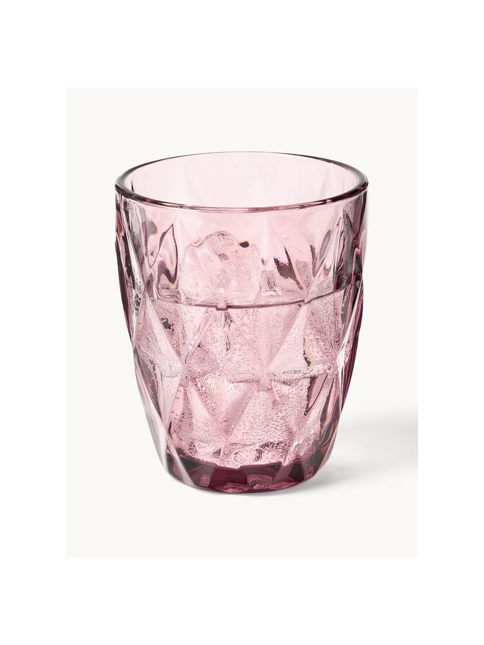 Verres à eau avec embossage décoratif Colorado, 4 pièces, Verre, Mauve, Ø 8 x haut. 10 cm, 260 ml