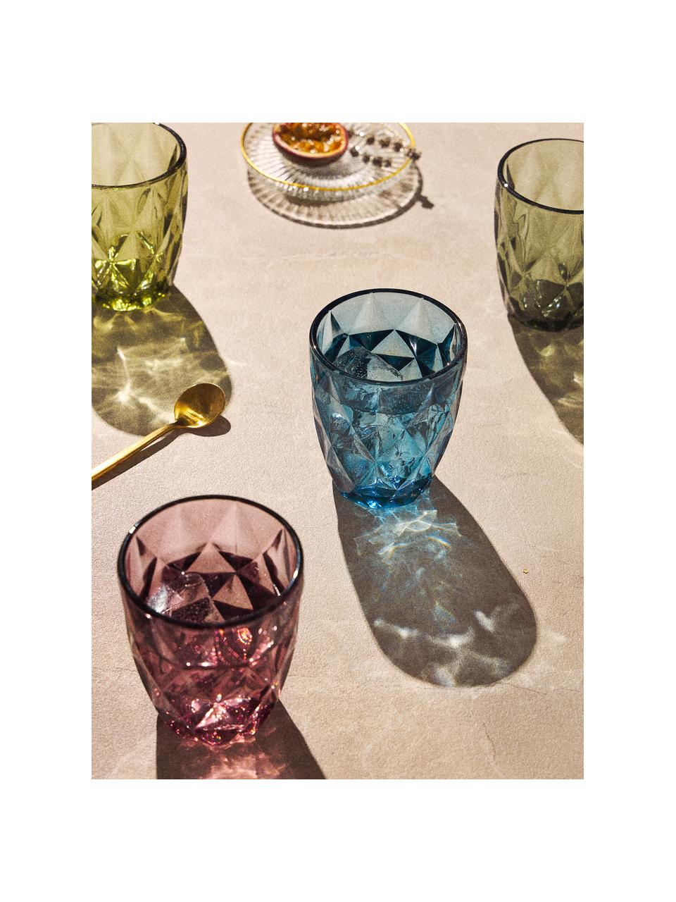 Verres à eau avec embossage décoratif Colorado, 4 pièces, Verre, Mauve, Ø 8 x haut. 10 cm, 260 ml